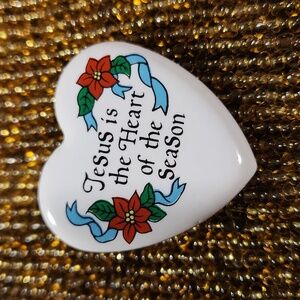 House Of Lloyd Ceramic Jesus is the Heart of the Season Pin Brooch